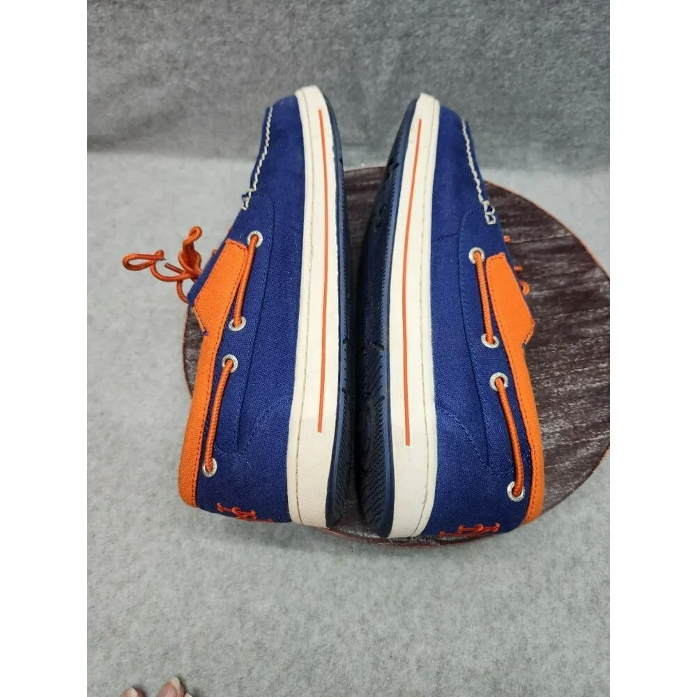 Mens Eastland MLB New York Mets Boat Shoes Size 10 Blue & Orange Canvas